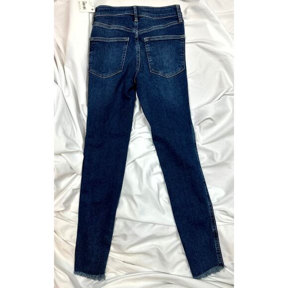 Free People High-Rise Raw-Edge Skinny Jeans Deep Indigo 26 - Picture 7 of 11